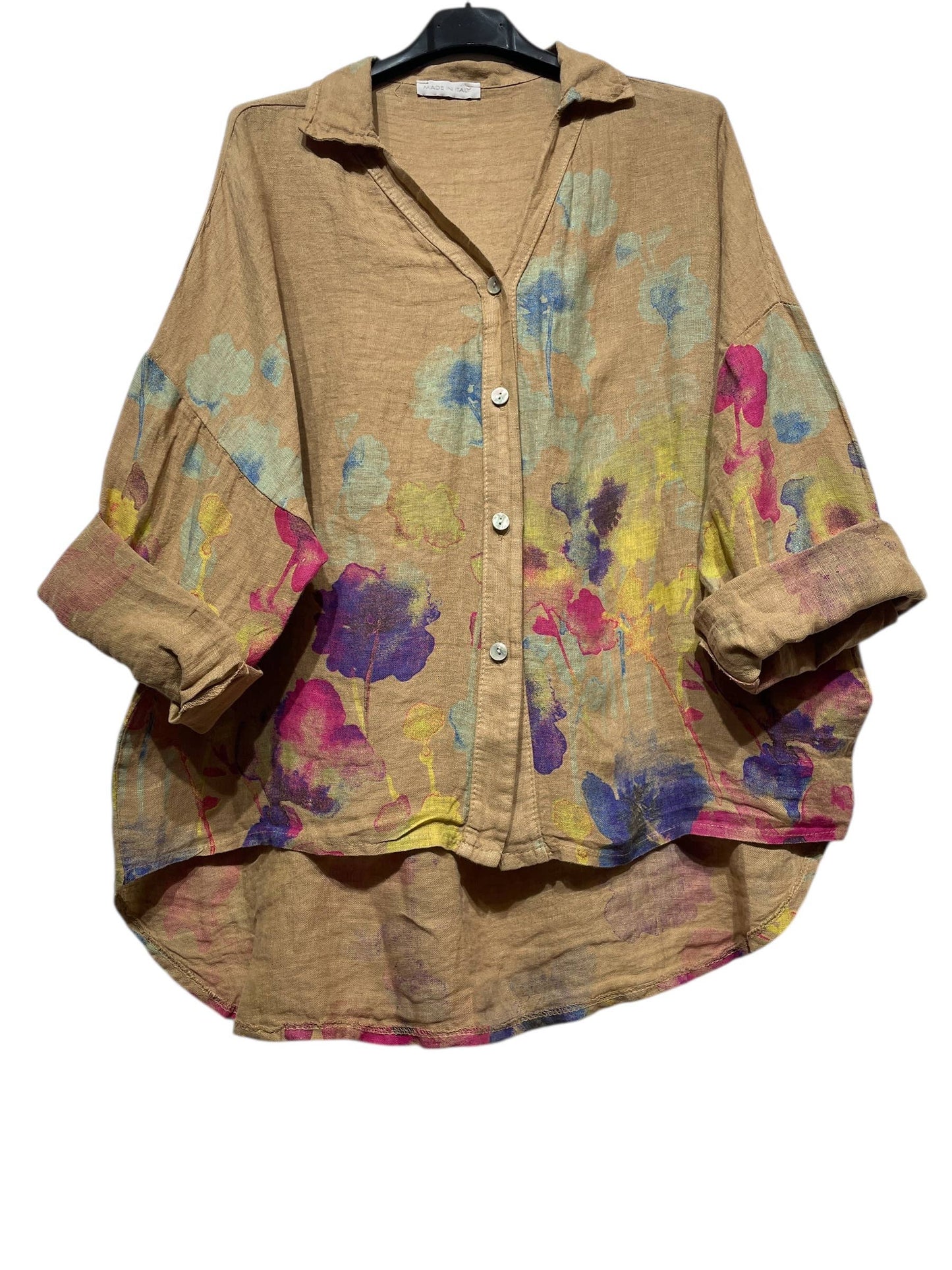 LINEN SHIRT SPRING SUMMER CLOTHING 48902 🌹 🌸: Black