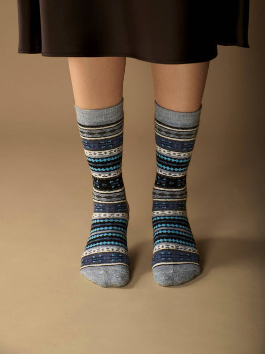 Radio Alpaca Socks | Full Cushion Socks | Crew Socks: Gray / Medium