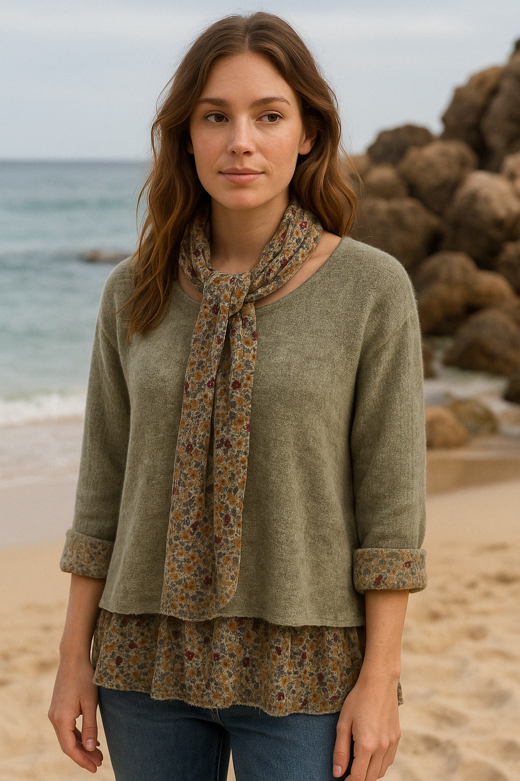 Tunic with scarf 1111 SPRING SUMMER CLOTHING: RUST