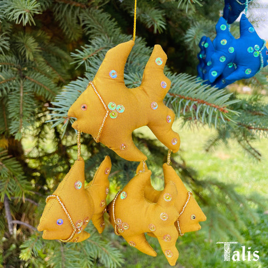 Silk Fish with Babies Ornaments