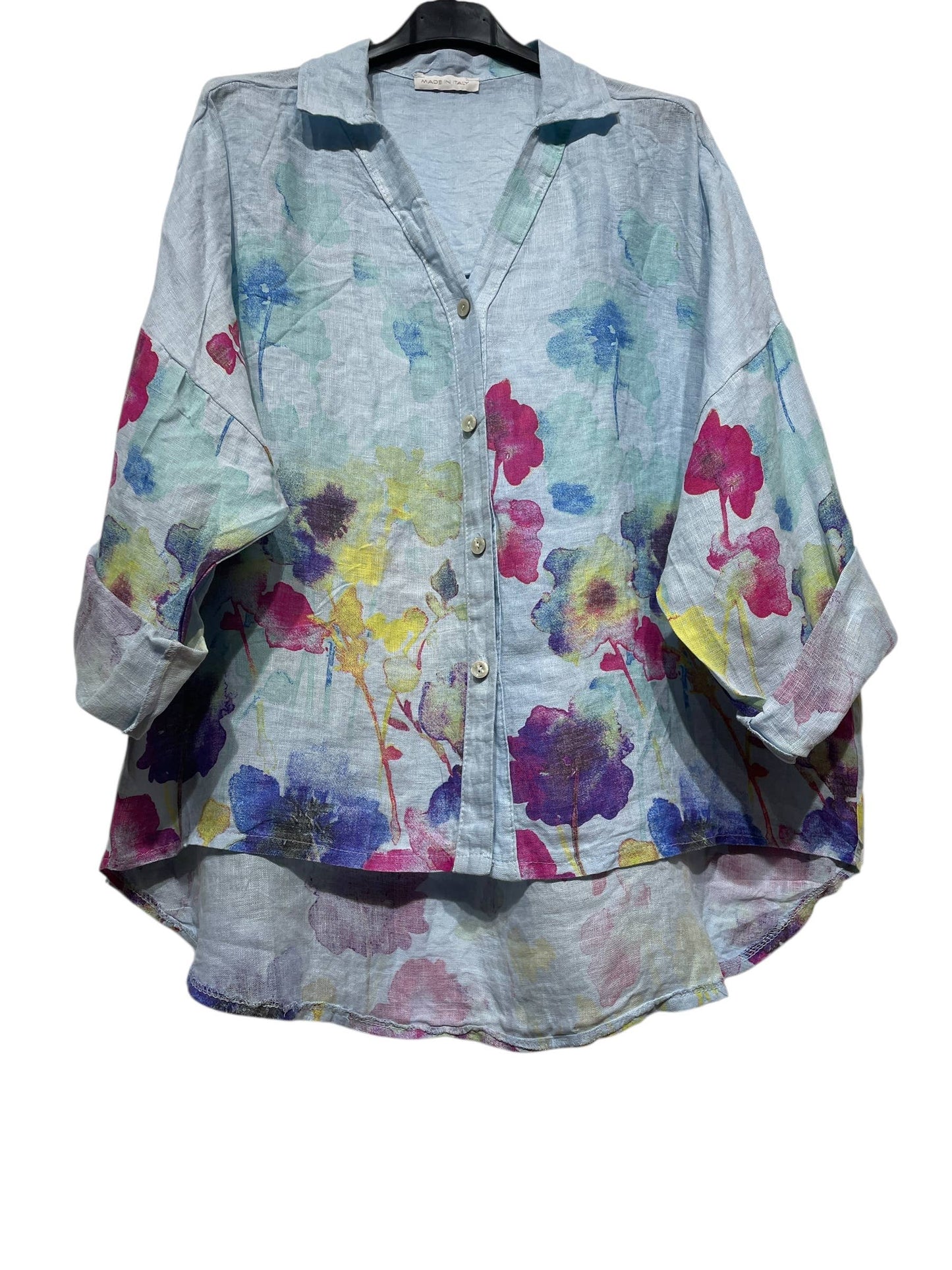 LINEN SHIRT SPRING SUMMER CLOTHING 48902 🌹 🌸: CORAL