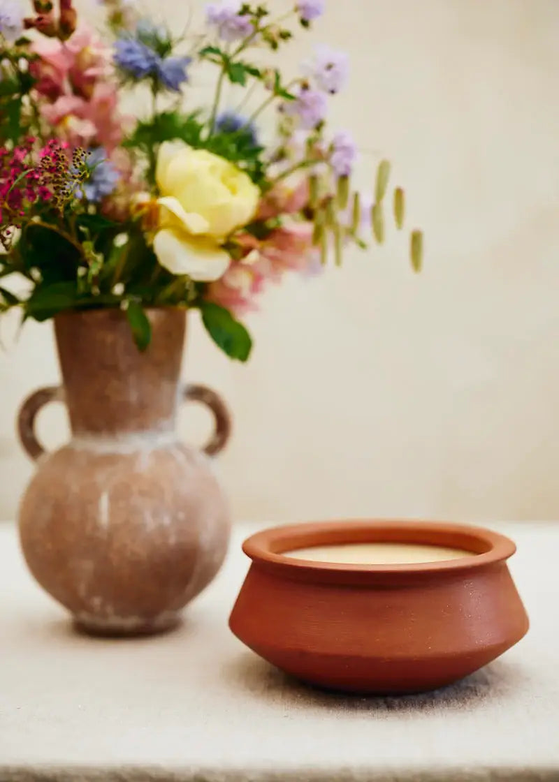 Large 3 Wick Terracotta Candle | Rose Scented – Baji