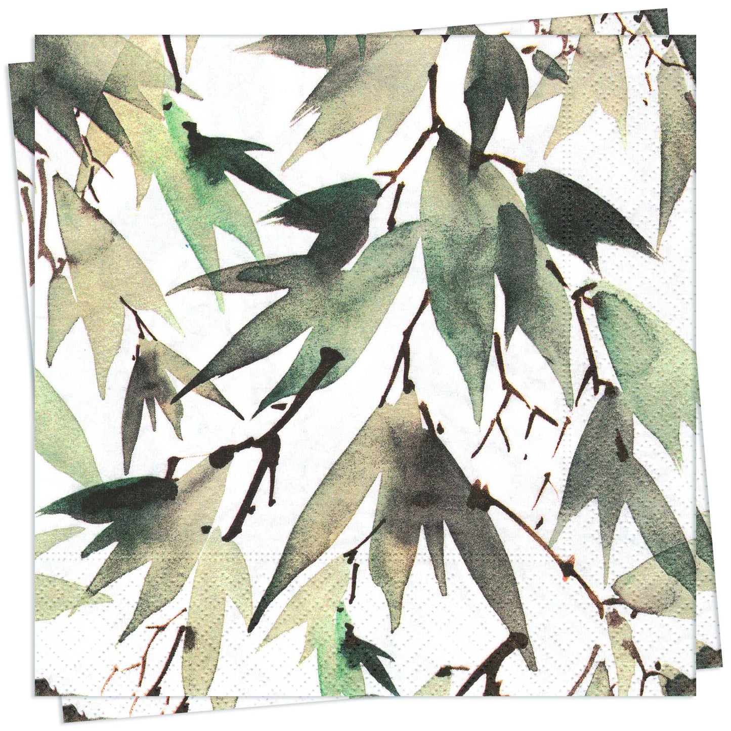 Watercolour Leaves Green Luncheon Napkin