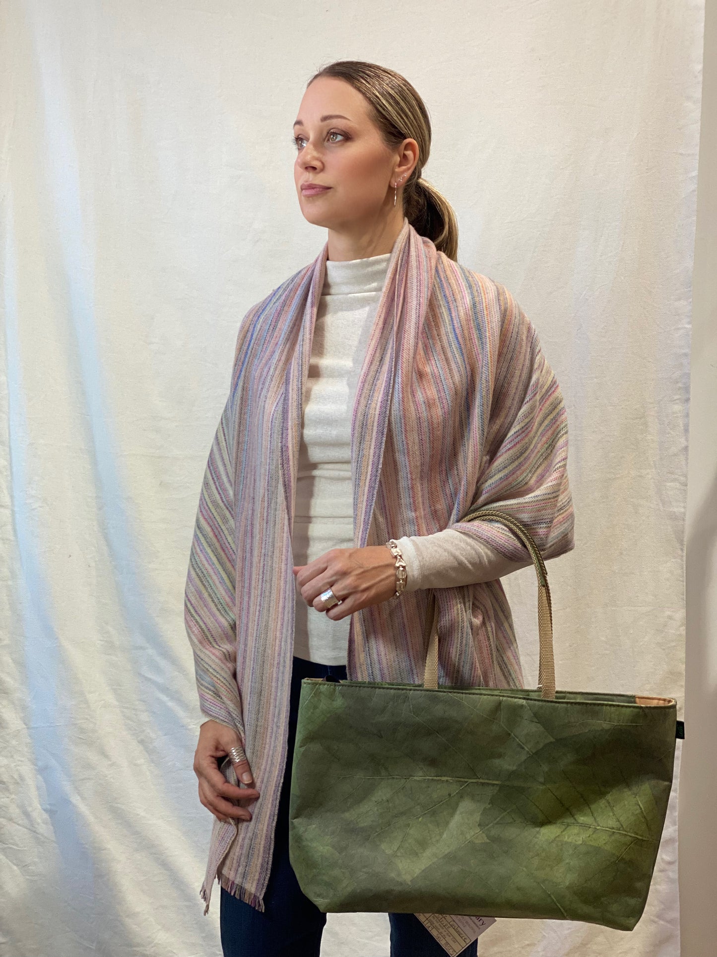 Mixed Pink Stripe Cashmere Scarf
