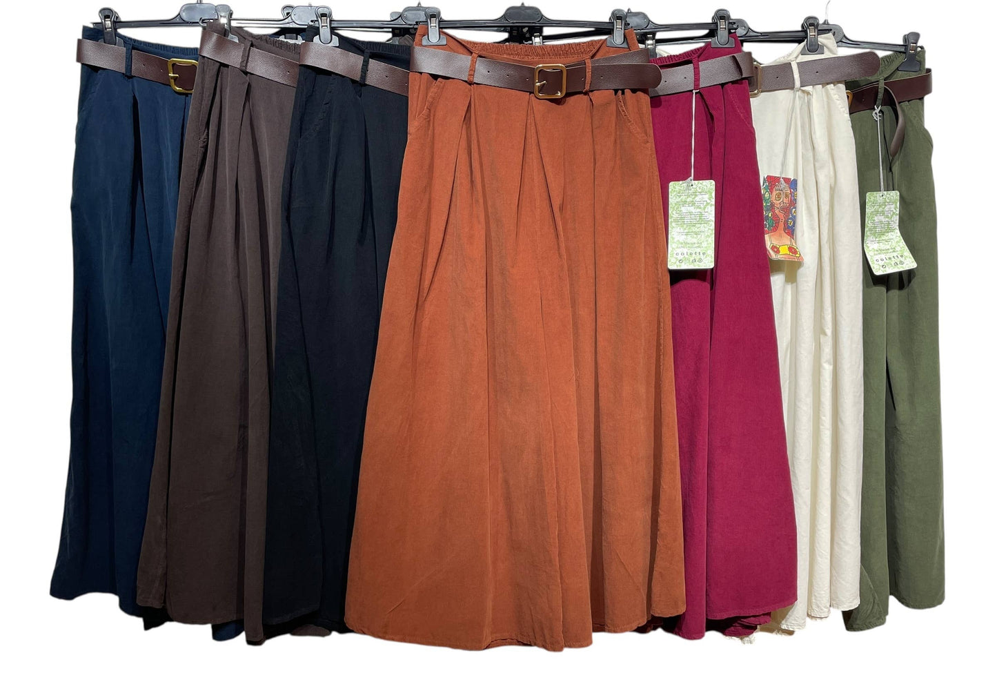 22503 TROUSERS WITH VELVET BELT, COTTON: RUST