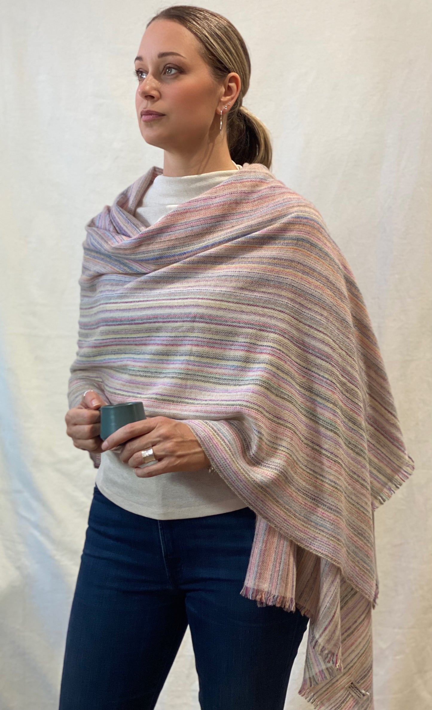 Mixed Pink Stripe Cashmere Scarf