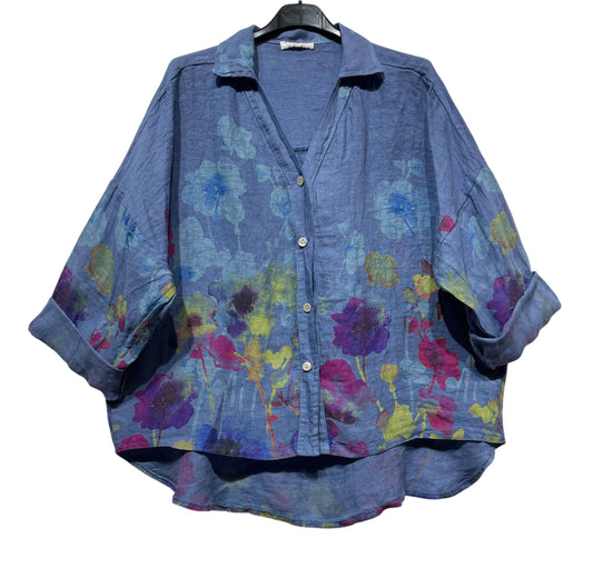 LINEN SHIRT SPRING SUMMER CLOTHING 48902 🌹 🌸: Black