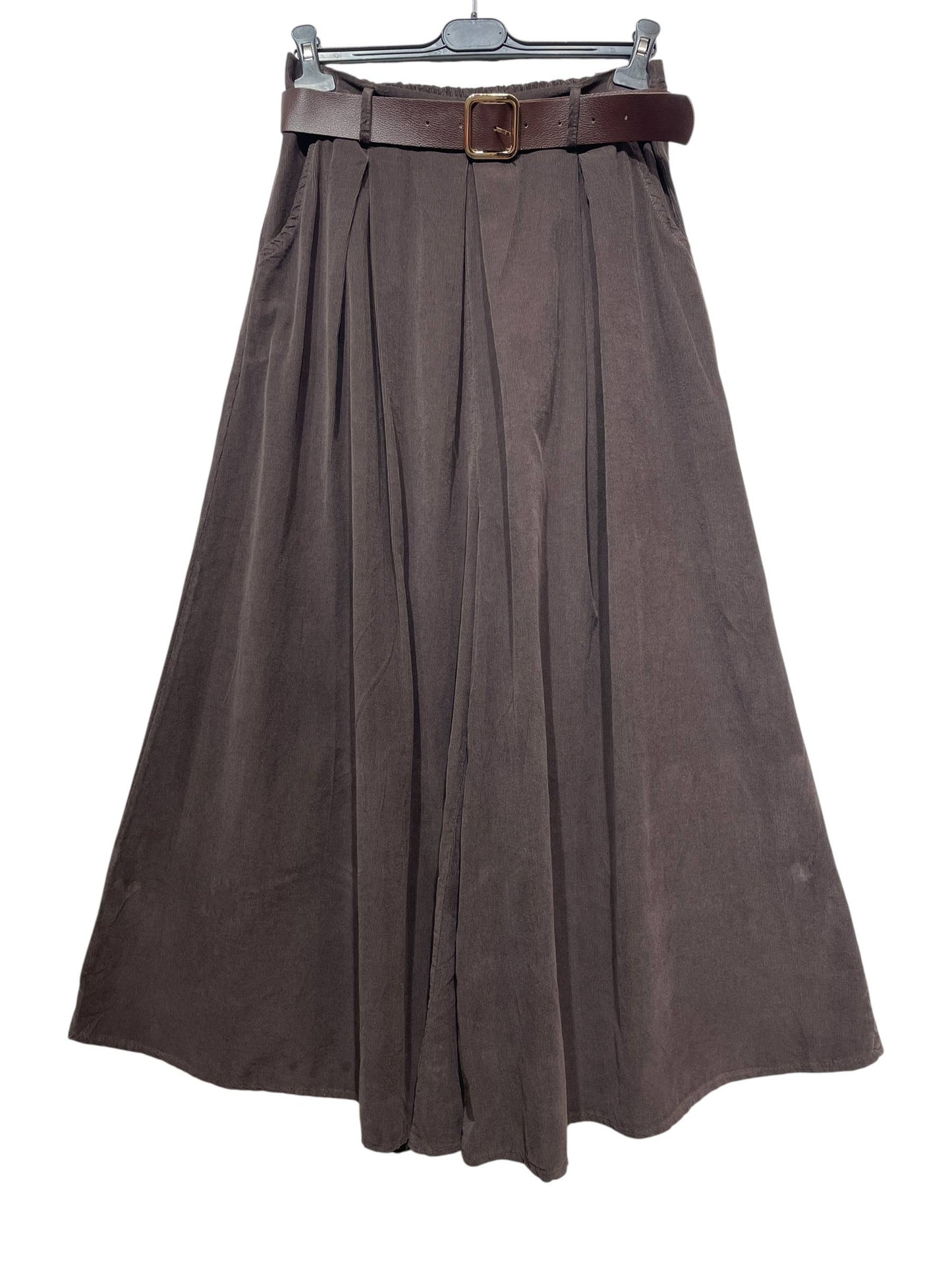 22503 TROUSERS WITH VELVET BELT, COTTON: RUST
