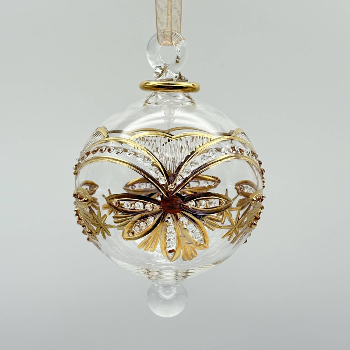 Blown Glass Ornament - Lotus Garland Gold: Upward