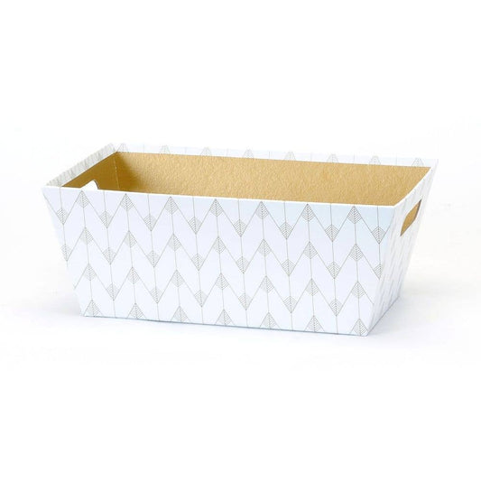 MED RECT TRAY WHITE WITH GOLD