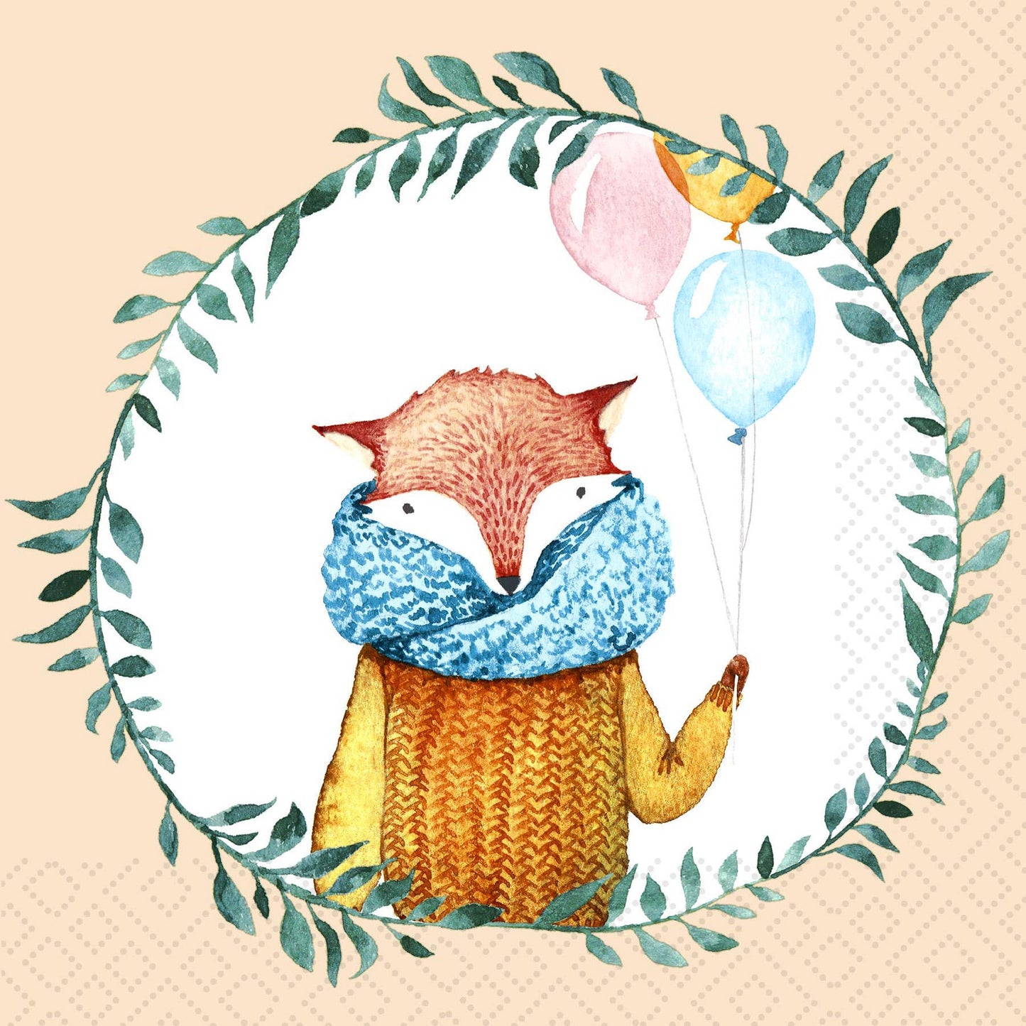 Fox Balloons - Luncheon Napkin