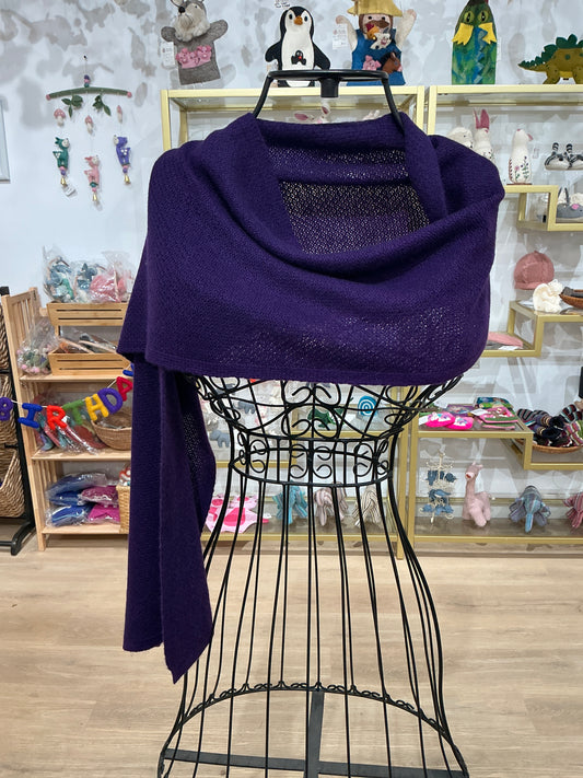 Jali Design Pure Cashmere Knitted Scarf deep purple