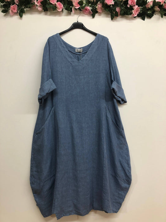 277 DRESS IN LINEN (JEANS)