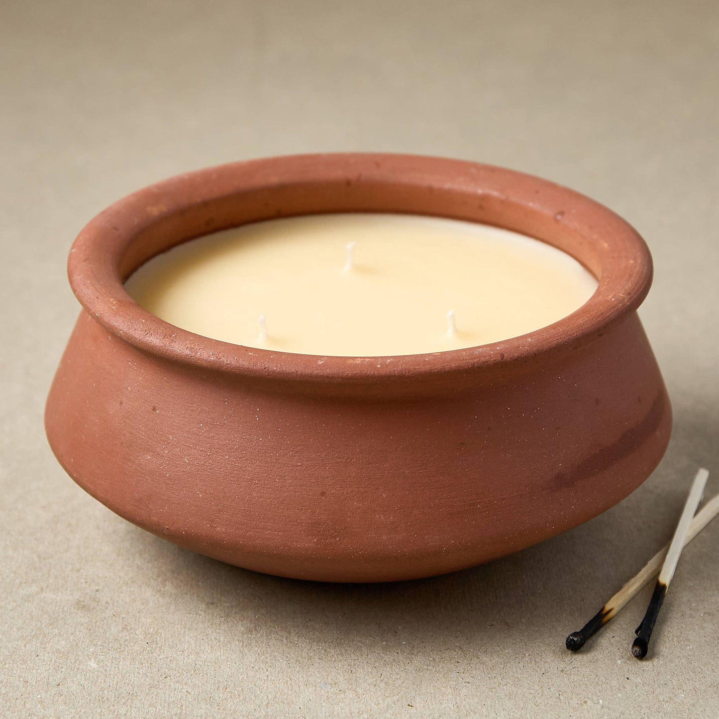 Large 3 Wick Terracotta Candle | Rose Scented – Baji