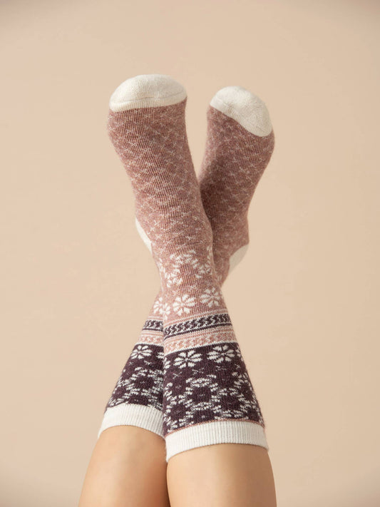 Nordic Bliss Alpaca Socks | Full Cushion Socks | Crew Socks: Blush / Medium