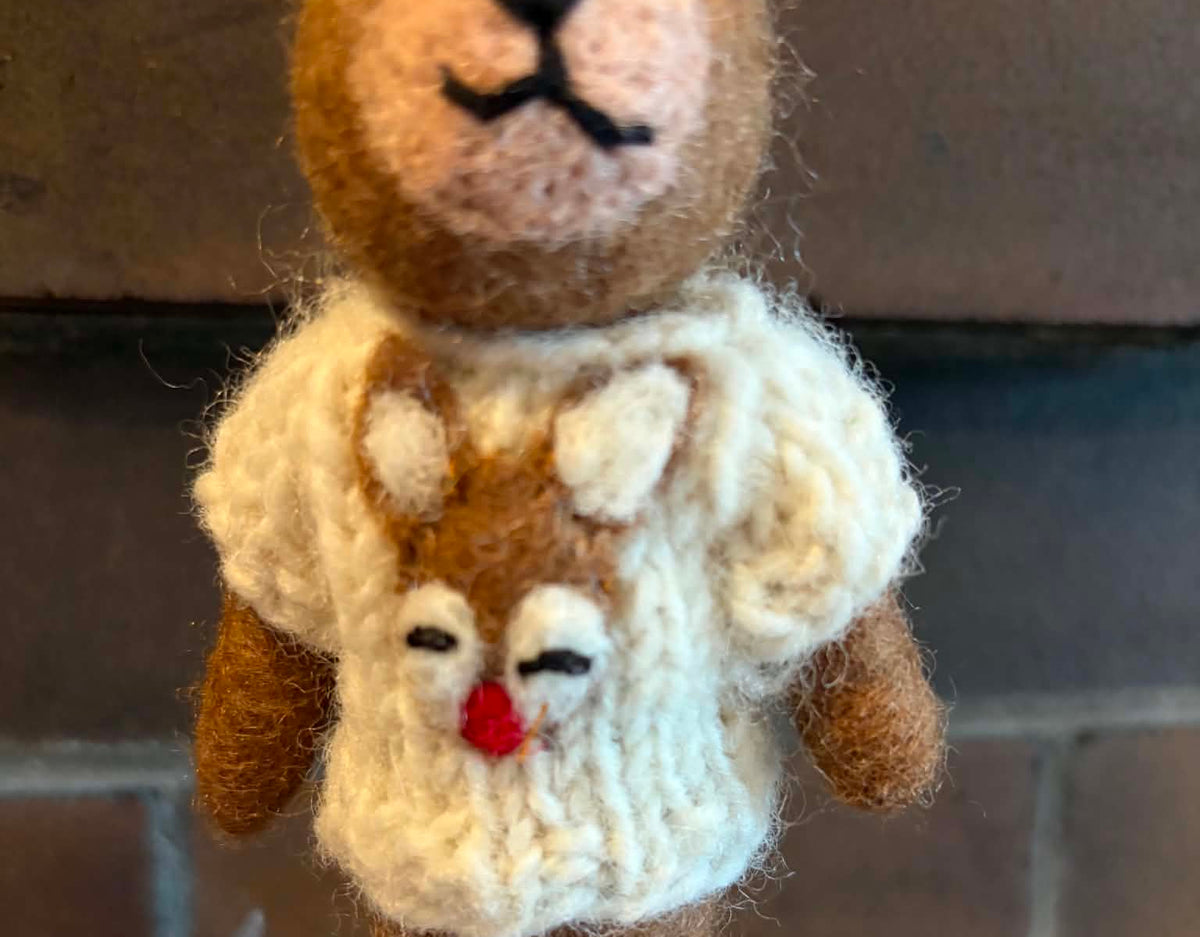 Bear with Rudolph Knitted Jumper Ornament