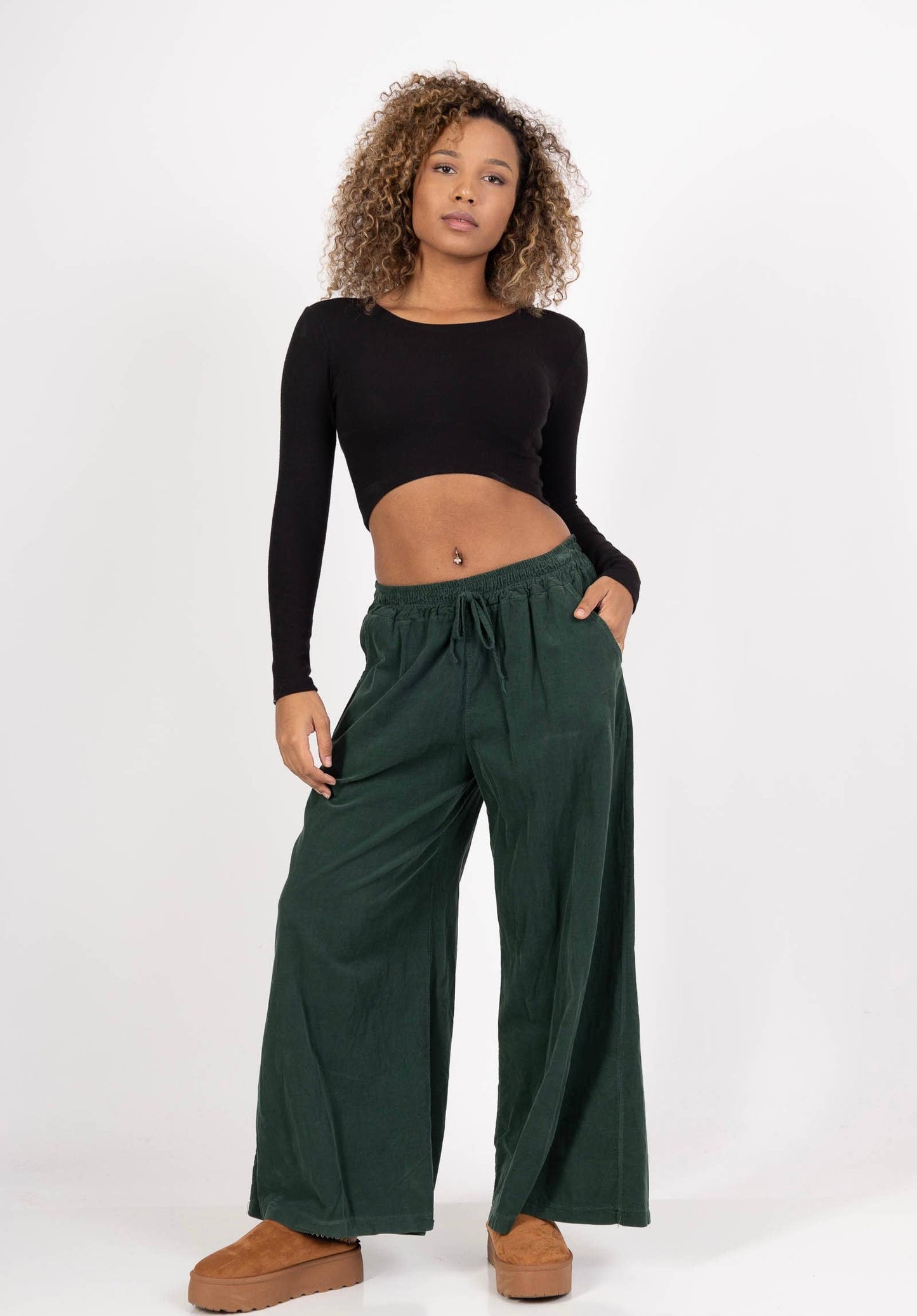 5299 PANT IN VELVET FALL WINTER CLOTHING : KAKI CLAIR