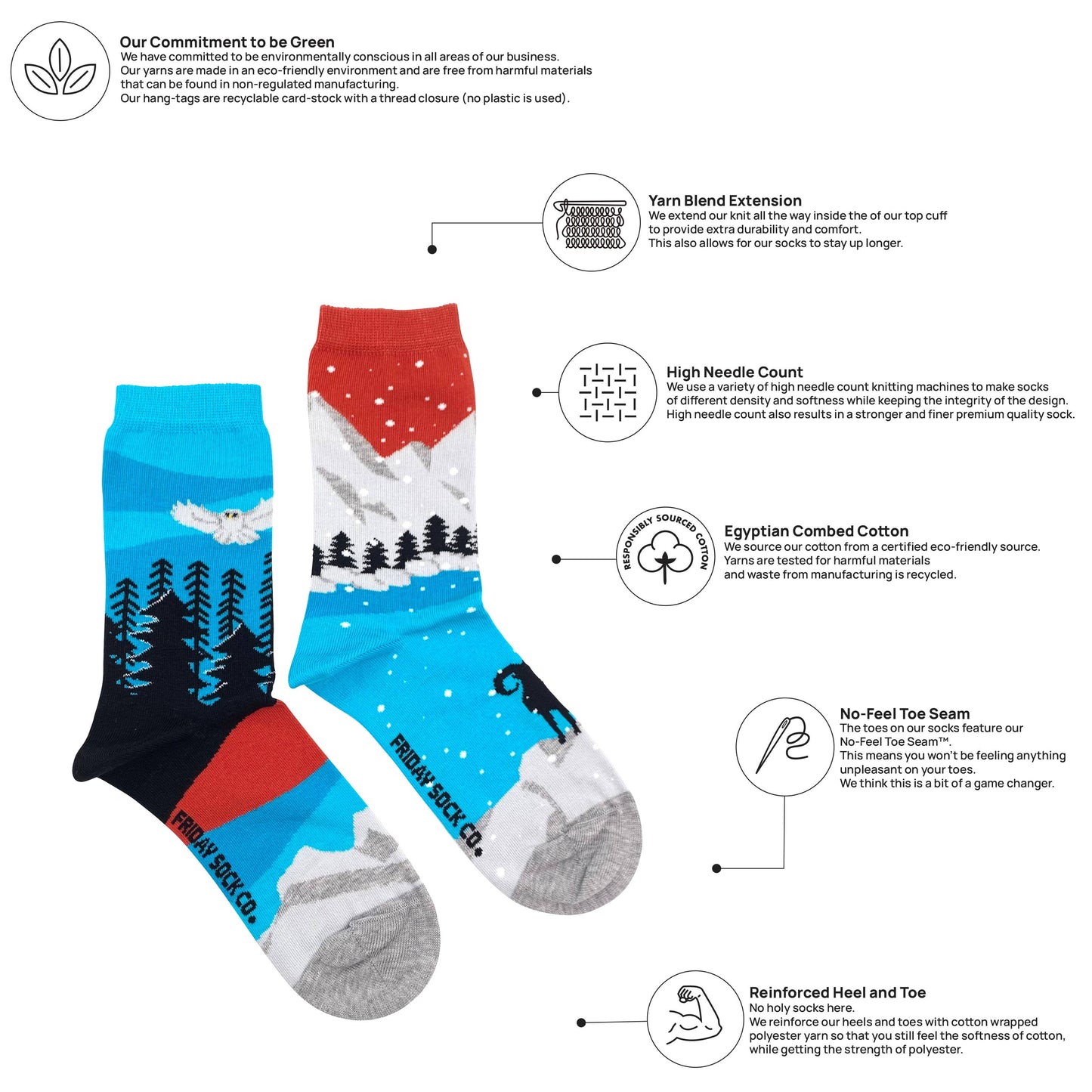 Women's Rocky Mountain Canadian Landscape Socks: Women’s 5 – 10