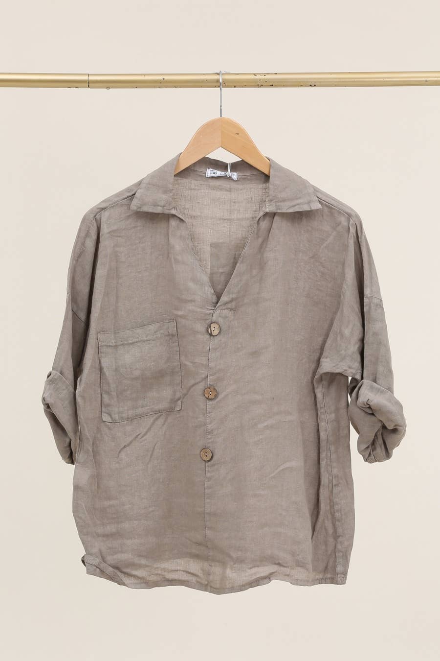 Linen blouse v-neck 68137 100% linen: Frog