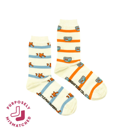 Women’s Cat and Fishbowl  Socks: Women’s 5 – 10