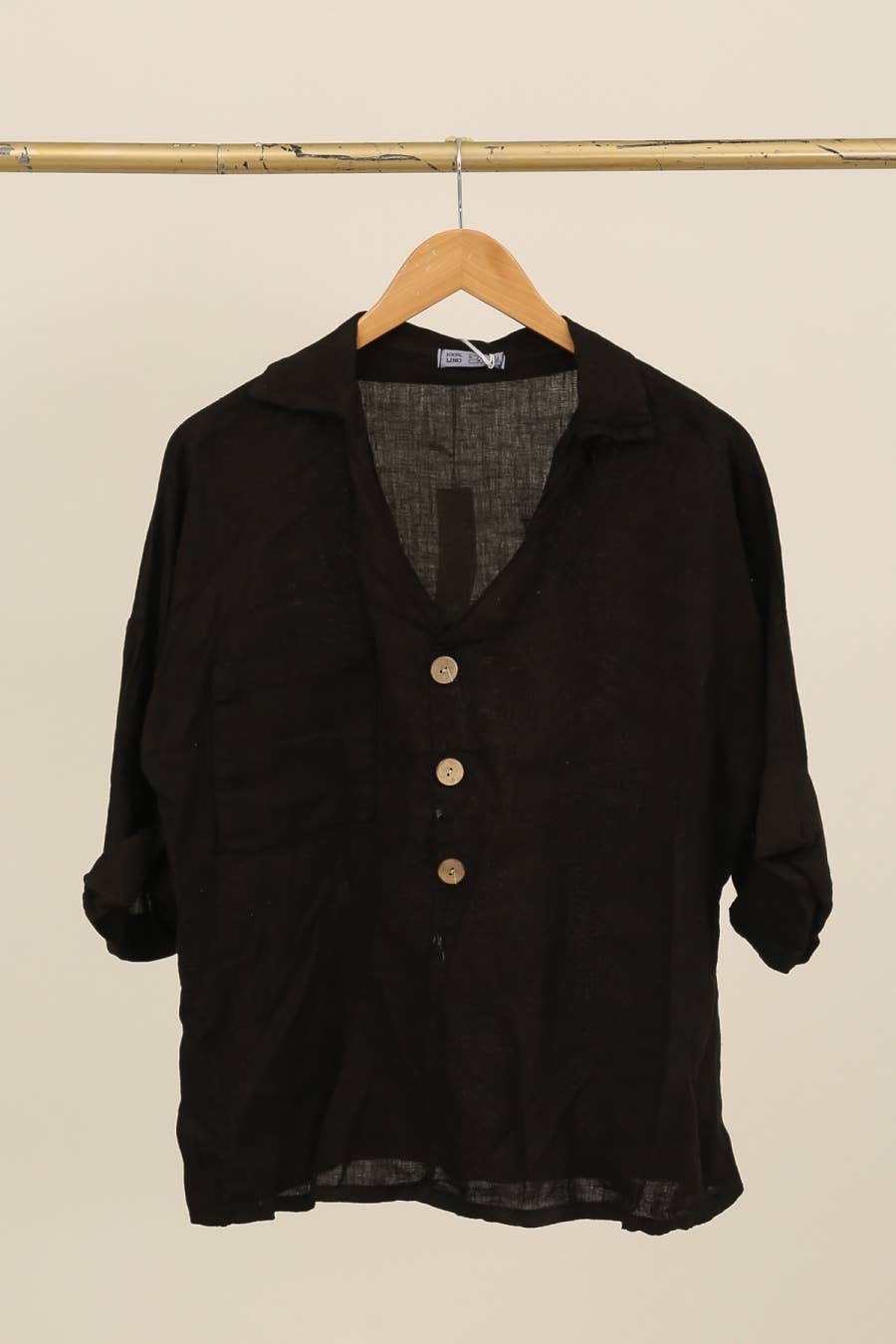 Linen blouse v-neck 68137 100% linen: Frog