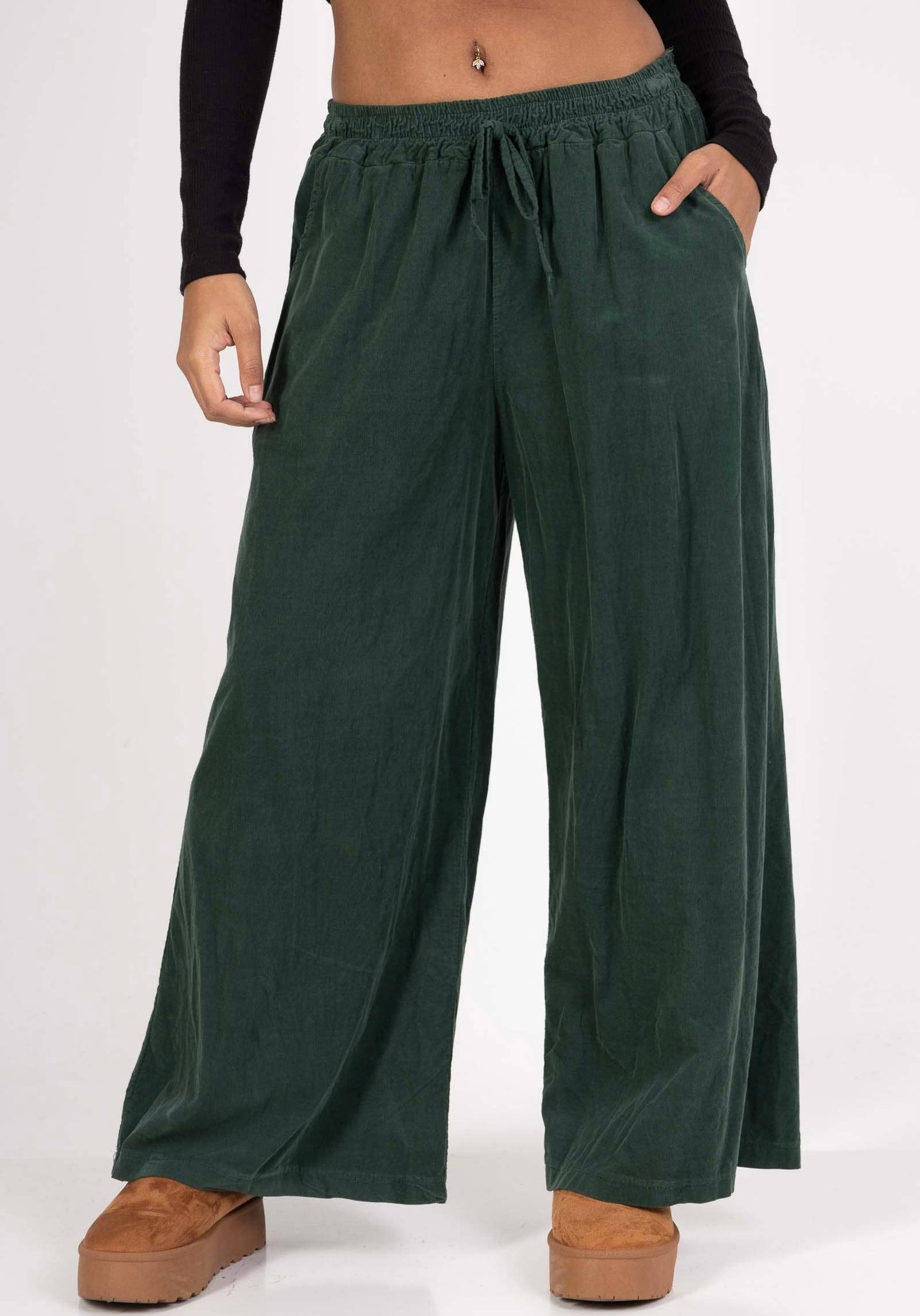 5299 PANT IN VELVET FALL WINTER CLOTHING : BROWN
