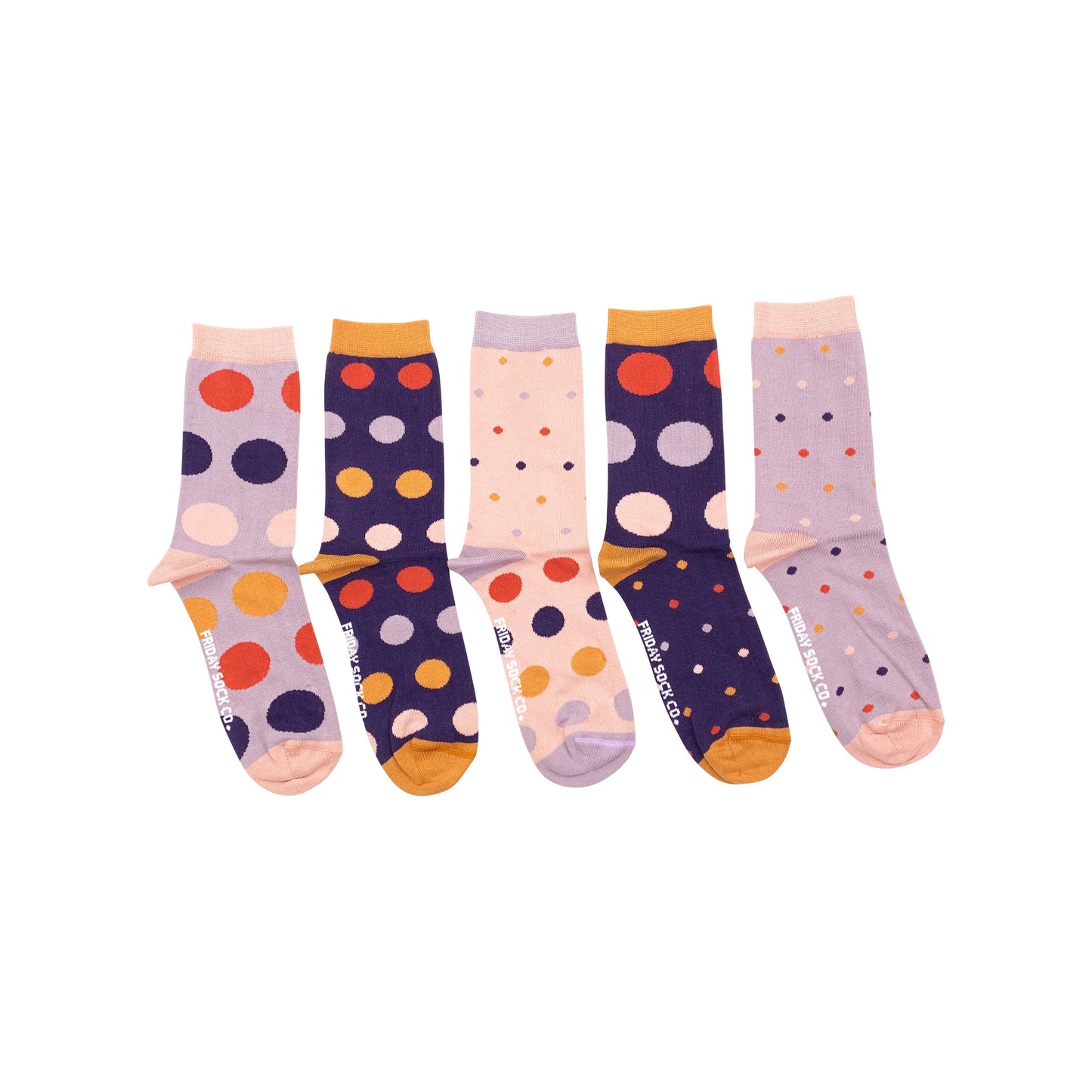 Women's Purple & Orange Polka Dots Lost Sock Laundry Box™: Women’s 5 – 10