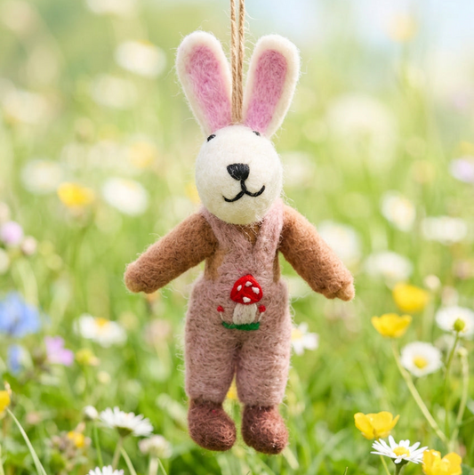 Mushroom Embroidered Bunny Ornament