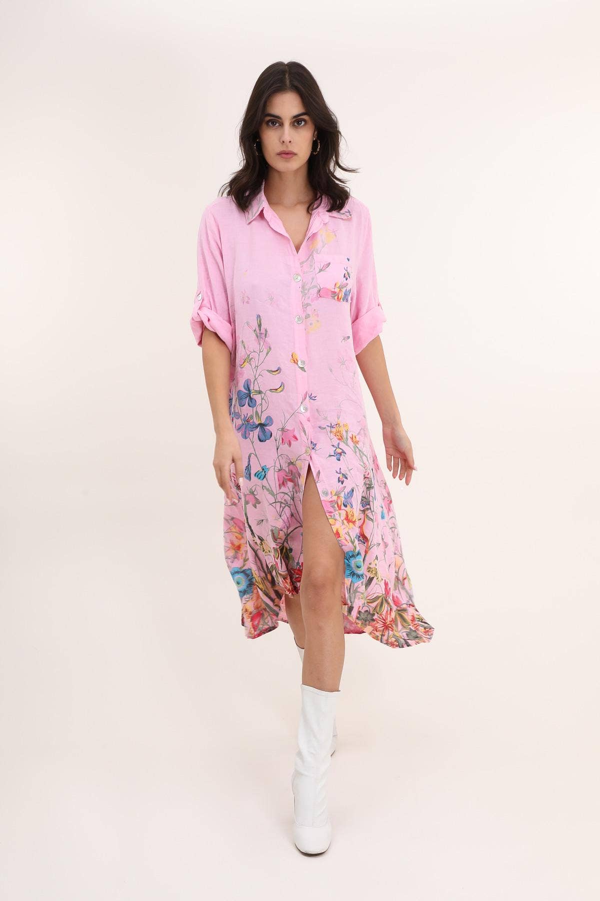 Shirt Dress 100% Linen: Blush