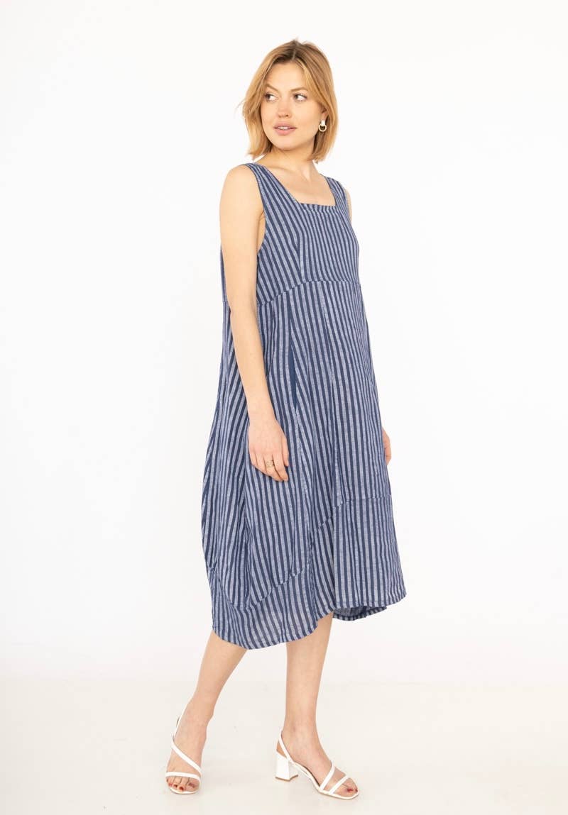 Stripe Dress: Dark Blue Jeans