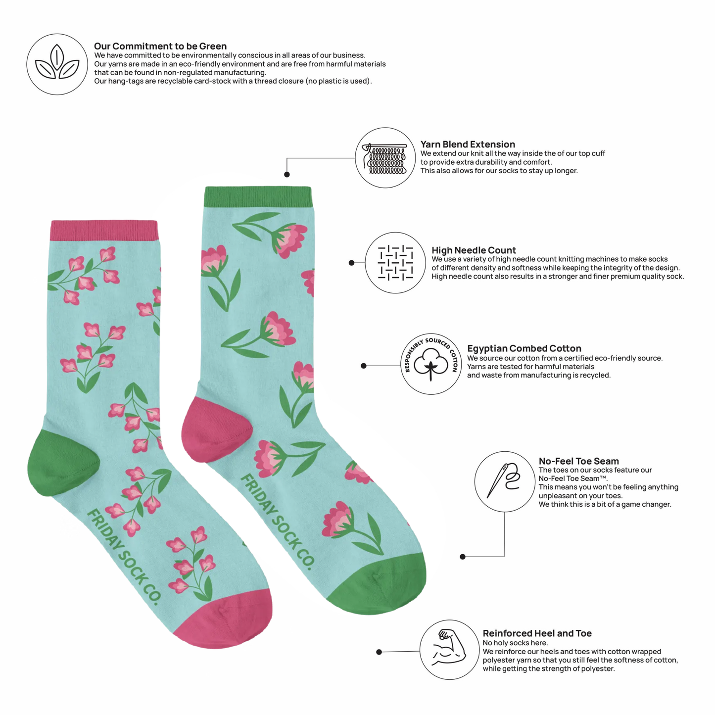 Women's Sweet Pink Flower Socks: Women’s 5 – 10