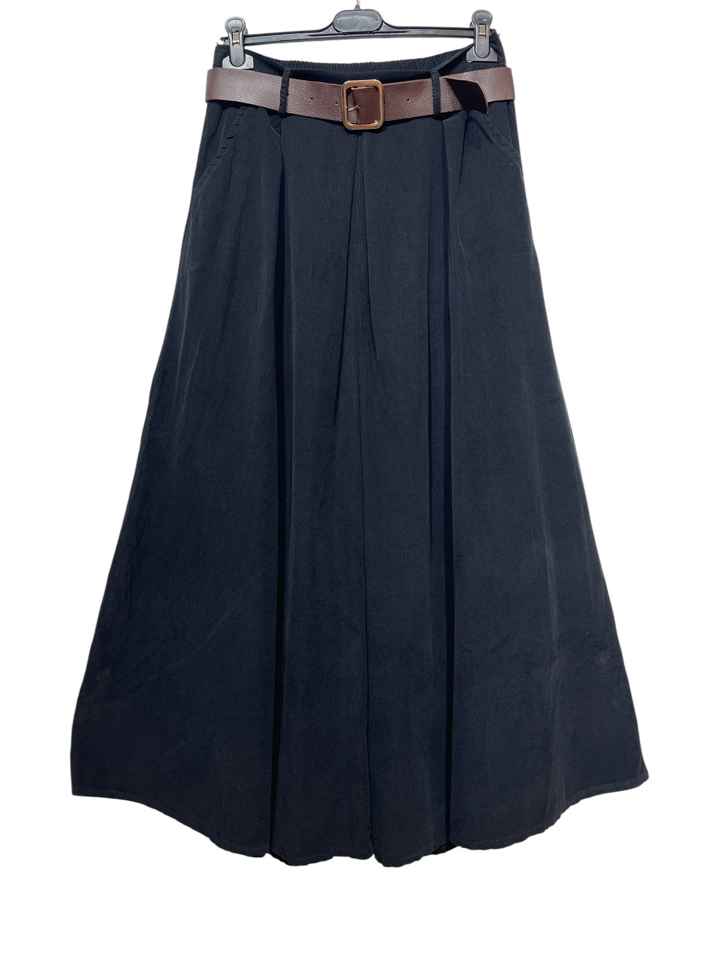 22503 TROUSERS WITH VELVET BELT, COTTON: RUST