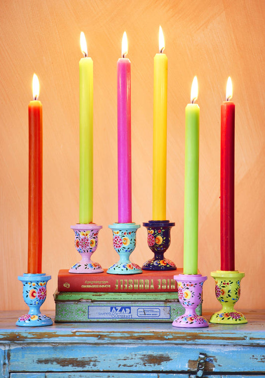 Hand Painted Kashmiri candle stick holder