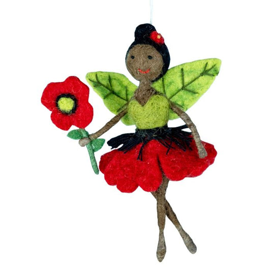 Red Poppy Fairy Ornament