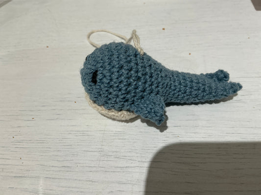 Blue whale crochet ornament  5