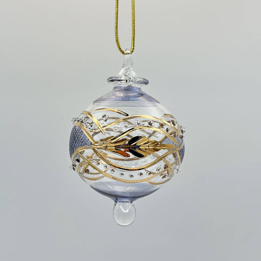 Blown Glass Small Ornament - Garland: Light Blue No Line