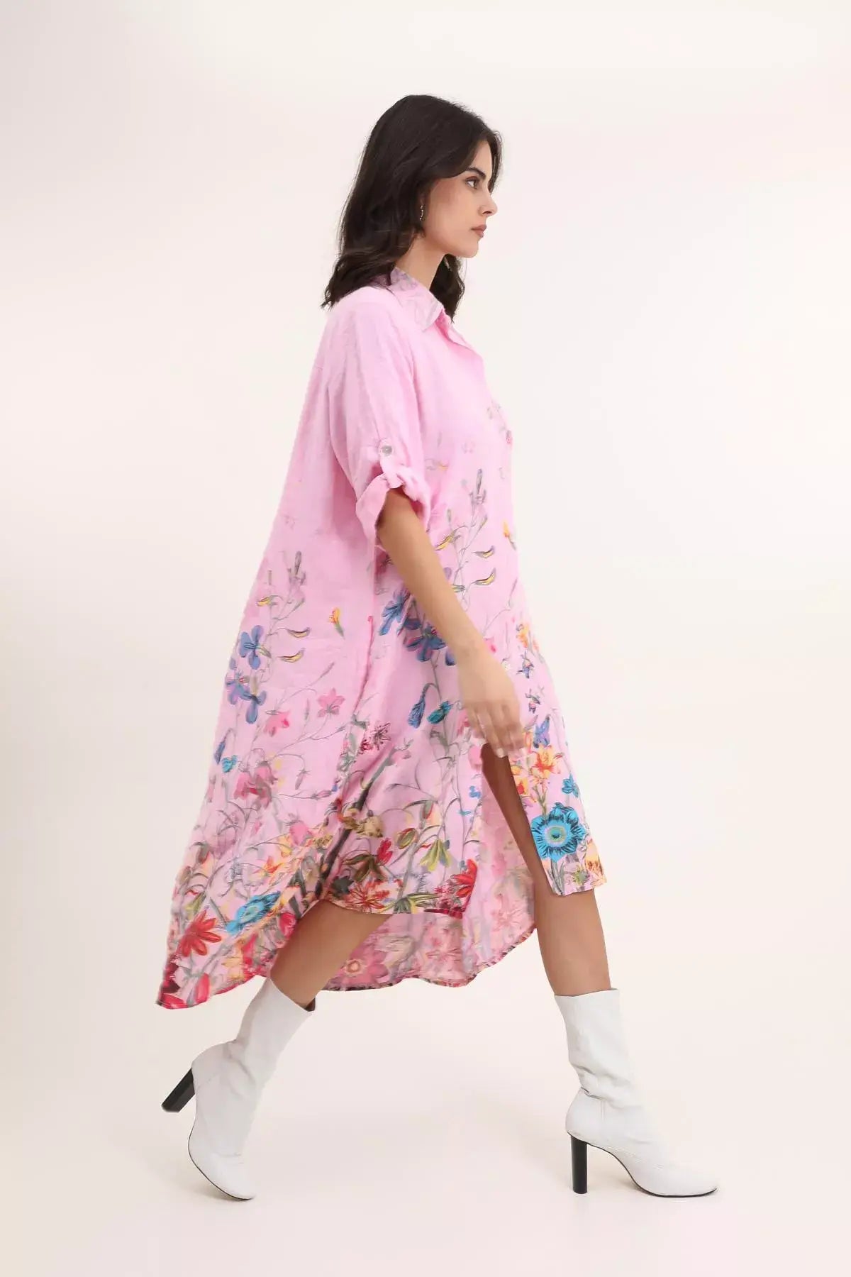Shirt Dress 100% Linen: Blush