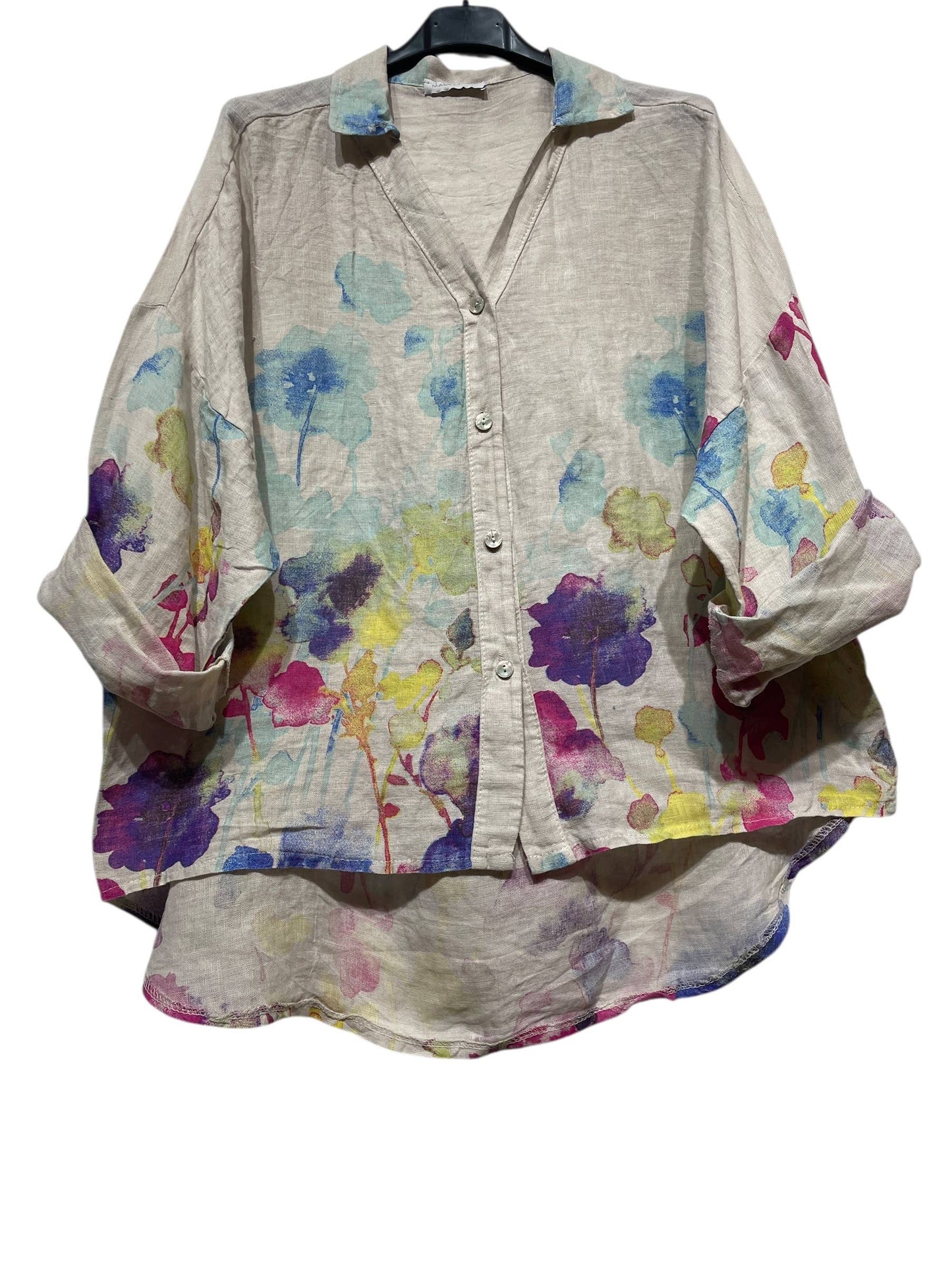 LINEN SHIRT SPRING SUMMER CLOTHING 48902 🌹 🌸: Black