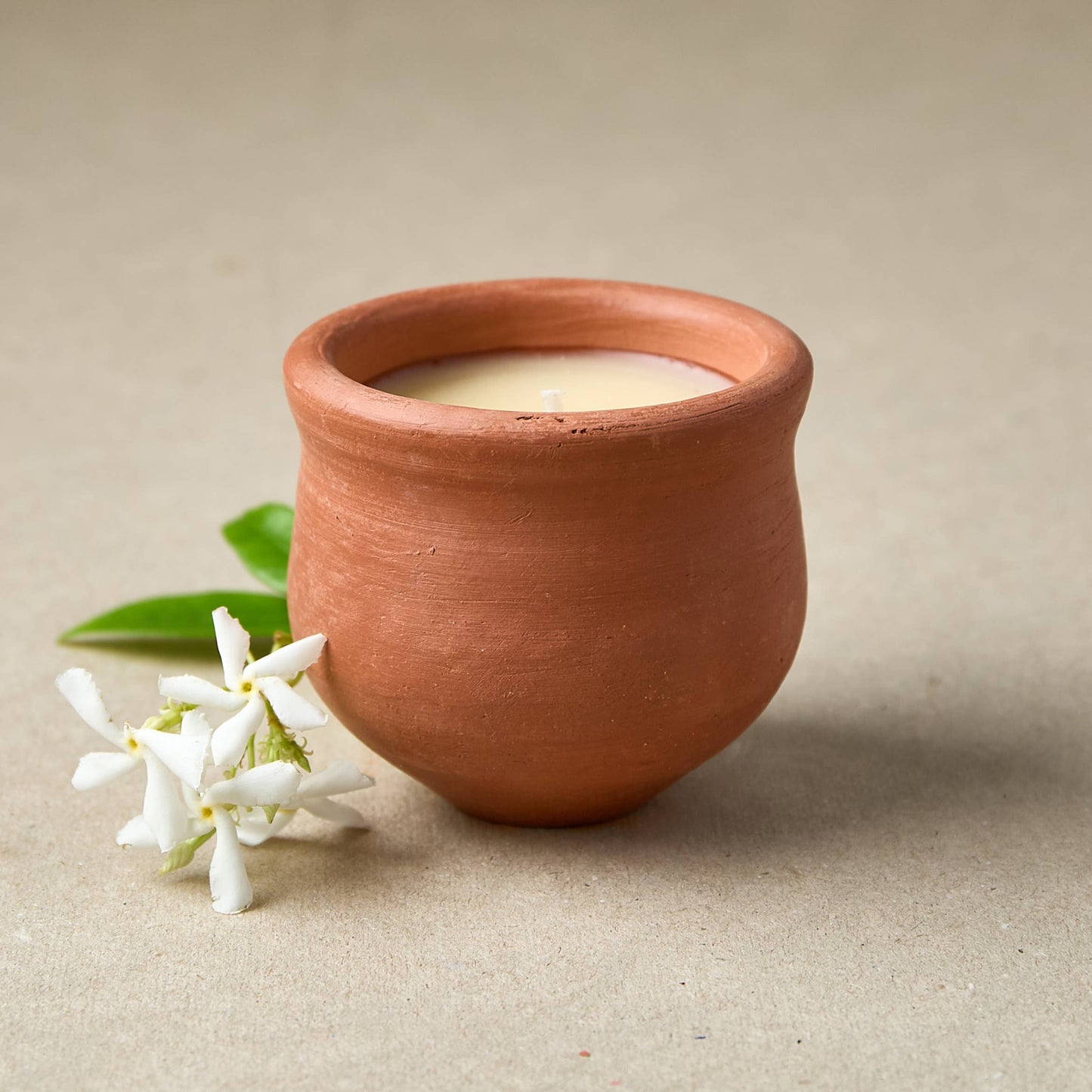 Handmade Indian Terracotta Pavani Candle - Jasmine Scented