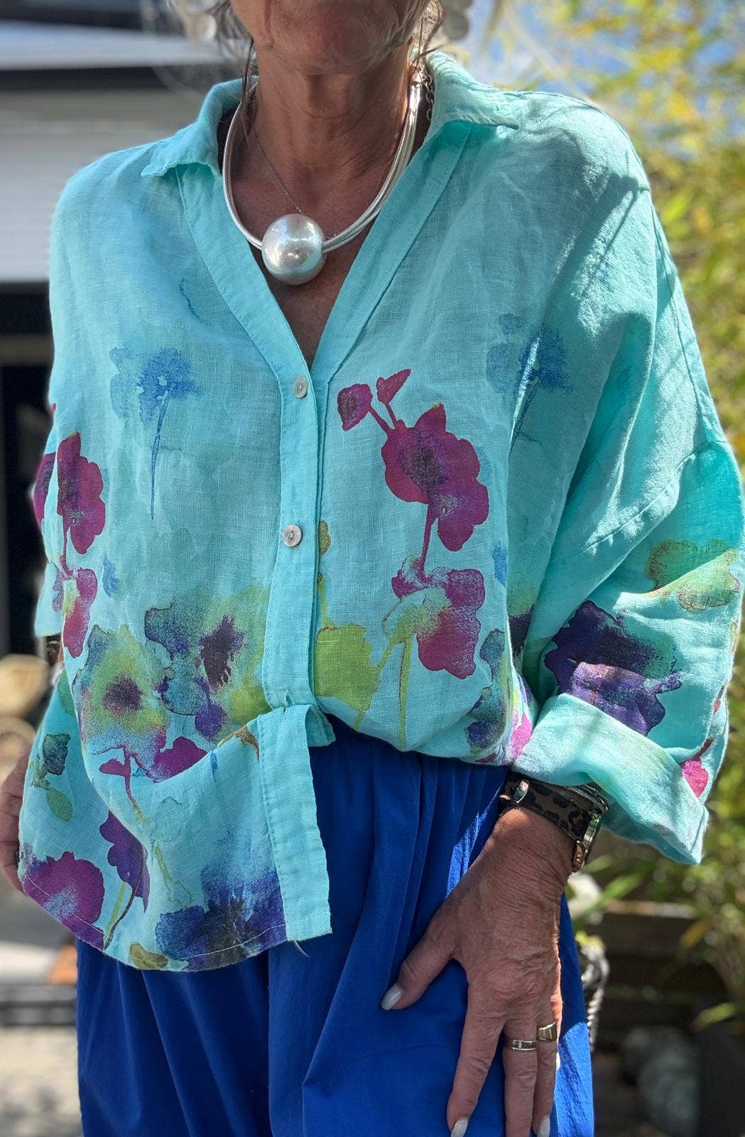 LINEN SHIRT SPRING SUMMER CLOTHING 48902 🌹 🌸: CORAL