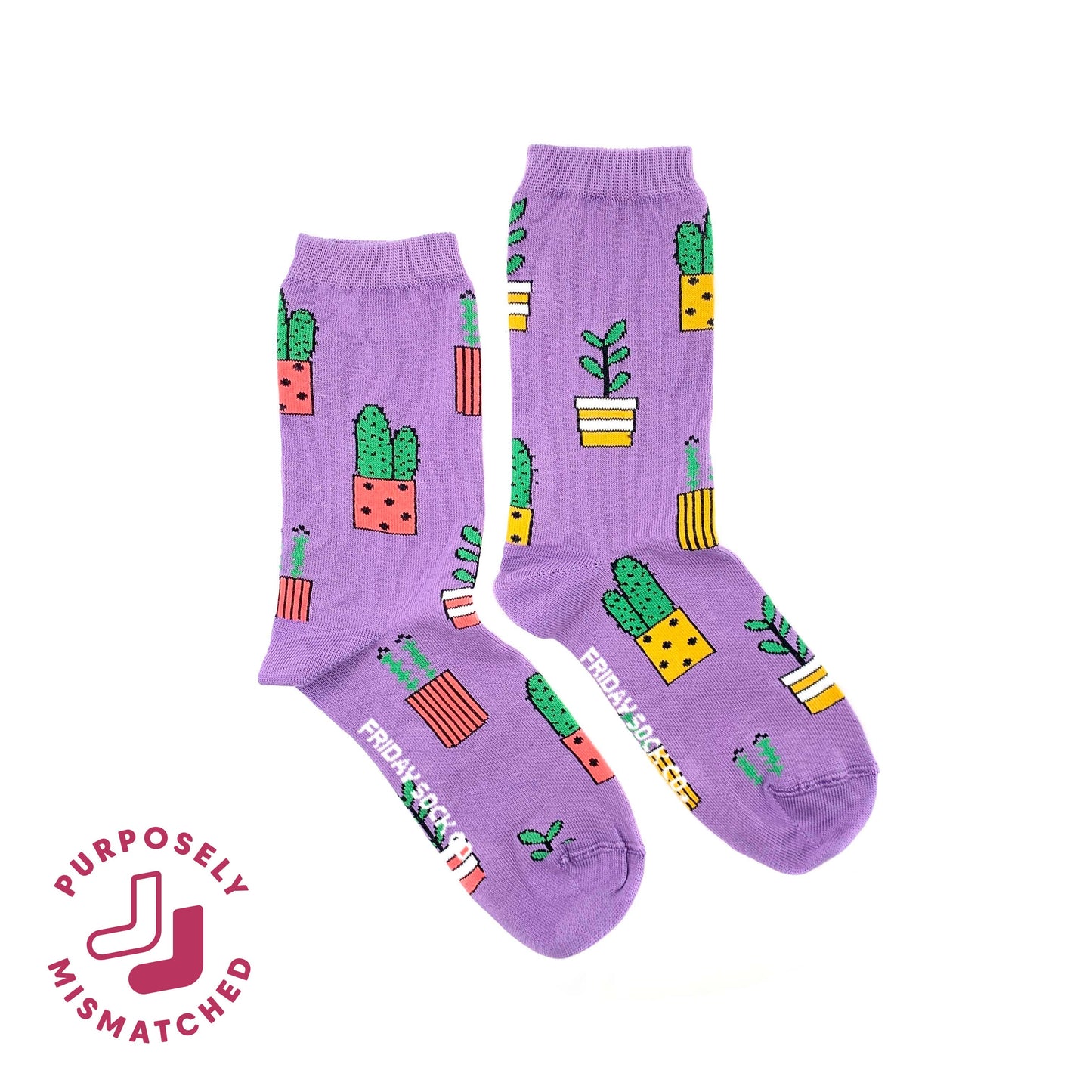Women’s Purple Potted Plant Socks: Women's 5 - 10
