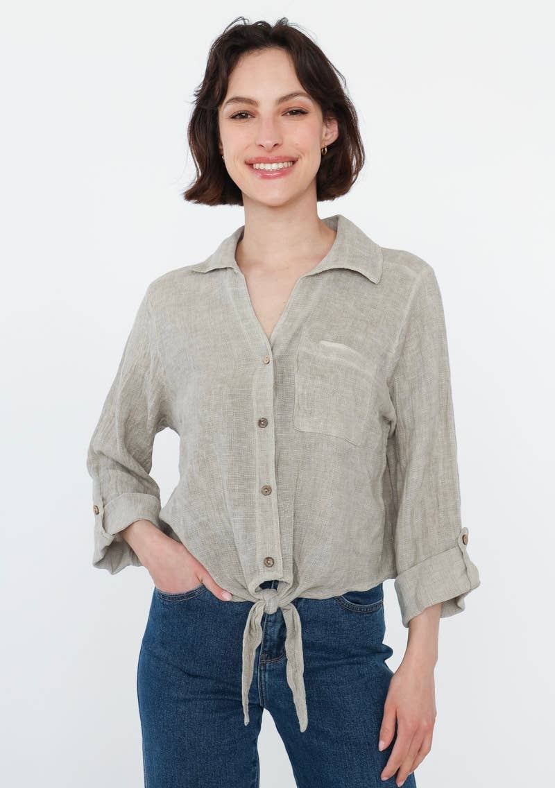 LINEN VEST 3025 MY VEST: PERSIMMON