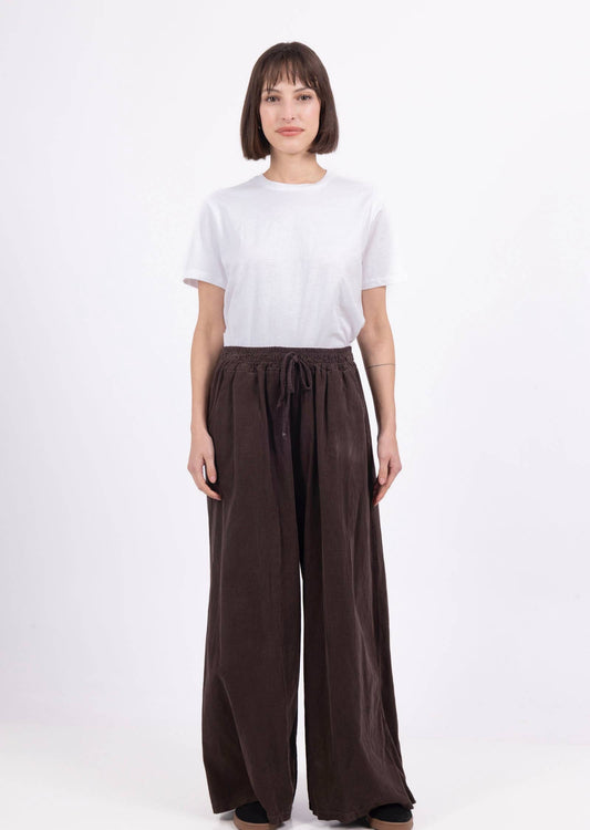 5299 PANT IN VELVET FALL WINTER CLOTHING : BROWN