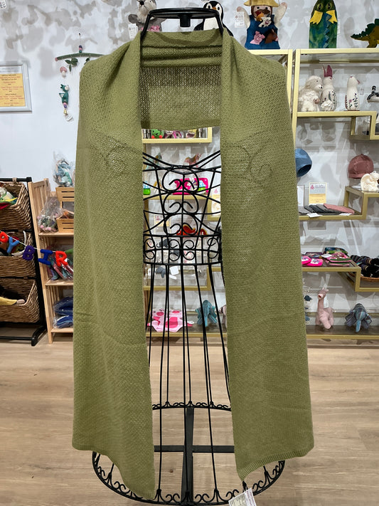 Jali Design Pure Cashmere Knitted Scarf green