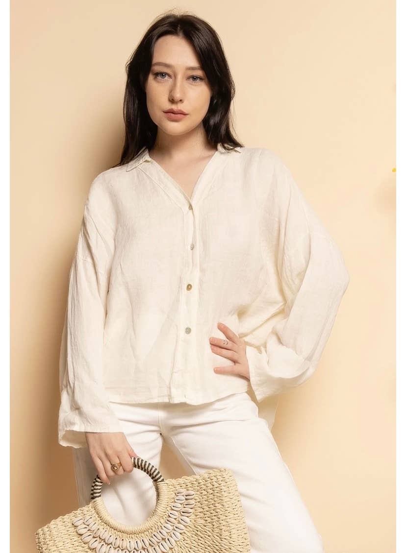 48902 PLAIN LINEN SHIRT: