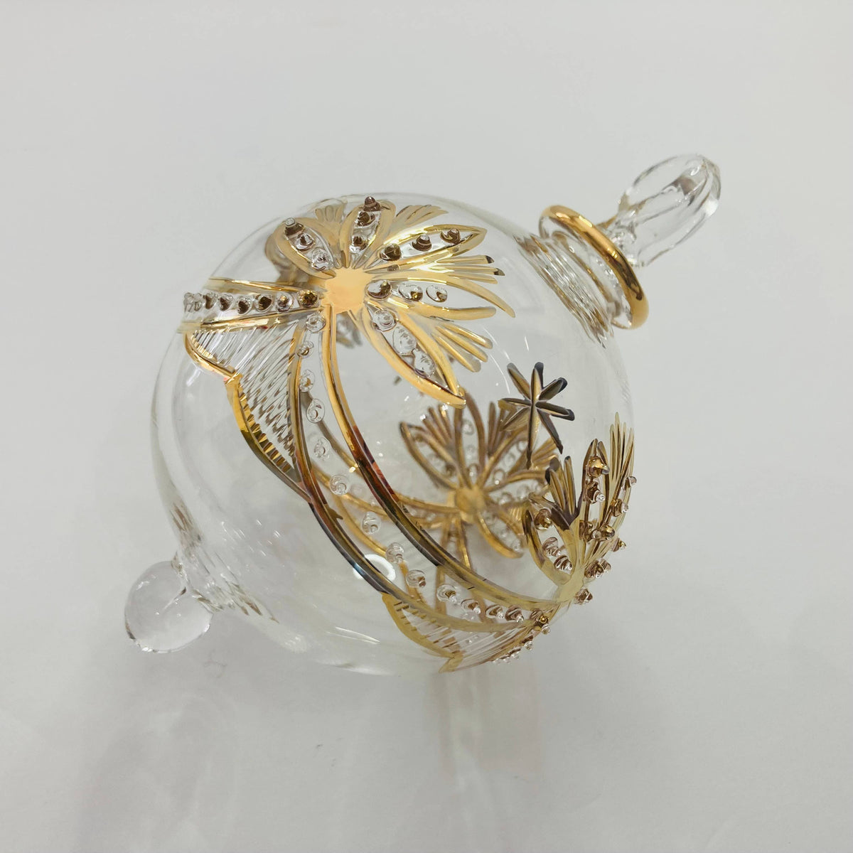 Blown Glass Ornament - Lotus Garland Gold: Upward