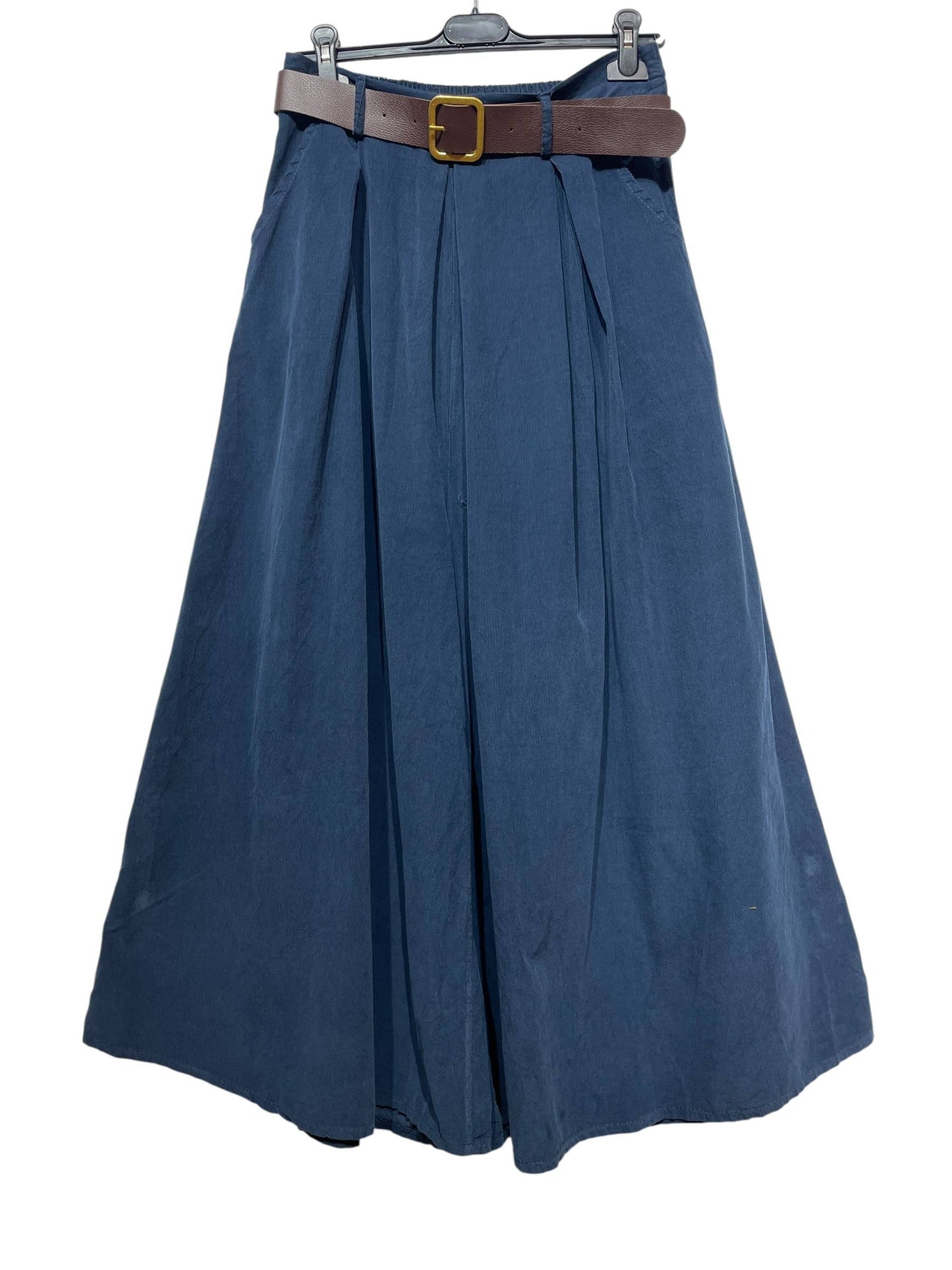 22503 TROUSERS WITH VELVET BELT, COTTON: RUST