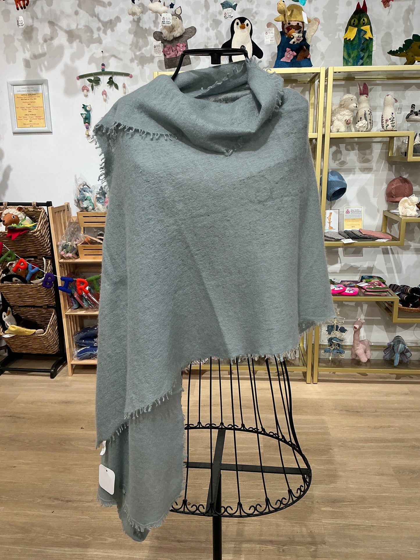 100% FELTED CASHMERE SCARF LIGHT BLUE