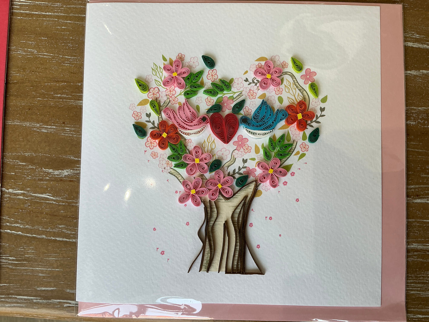 Bird and flower tree hand made quilling card