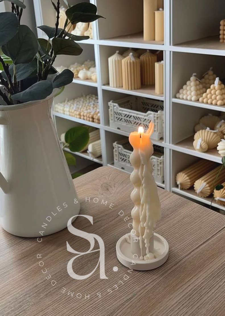 Twisted Taper Candle Set | Soy Wax Candlesticks | Handmade: Latte